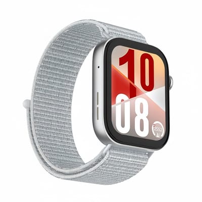 Nylon bandje - geschikt voor Huawei Watch Fit 5 (PRO), Watch Fit 4 (Pro), Watch Fit 3 - klittenband - lichtgrijs