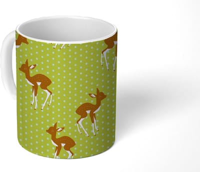 Mok - Koffiemok - Patronen - Hert - Stippen - Mokken - 350 ML - Beker - Koffiemokken - Theemok
