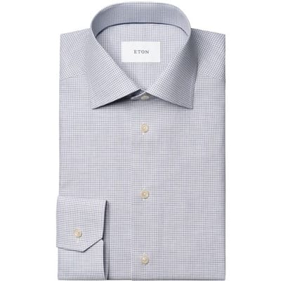 Eton Overhemd Organic Cotton Fine Twill Mini Check Licht Paars / male