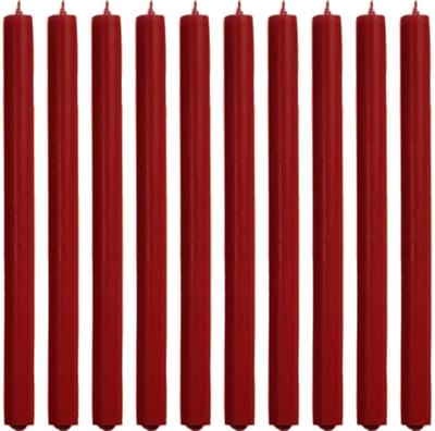 Cactula bordeaux rood door en door gekleurde luxe lange dinerkaarsen 30 cm diameter 2,1 | 10 stuks