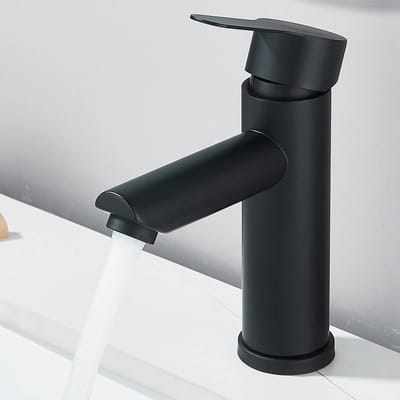Kraan Badkamer Wastafel Kraan Eengreeps Mengkraan Badkamer Wastafel Badkamer Koud en Warm Water Aanwezigheid, Zwart