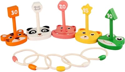 Houten Hoepel Spel - Ringwerpen Tuin - Buiten Spelen - Decoratieve Dieren - 13cm Hoog - Multicolor