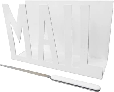 Allecto - Metalen Briefhouder - Witte Briefverdeler - Inclusief Briefopener - Wit - Organisator voor Post - Geschikt voor Kantoor en Thuis