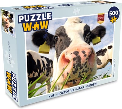 Puzzel Koe - Boerderij - Gras - Dieren - Legpuzzel - Puzzel 500 stukjes