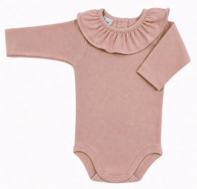 Babidu Romper / Body 1117 | roze | lange mouw | royale ruchekraag | 12 maand | maat 80