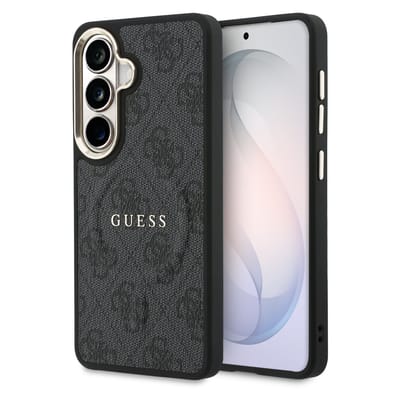 Guess 4G Leather Backcover met MagSafe voor de Samsung Galaxy S26 - Gold Edge - Black