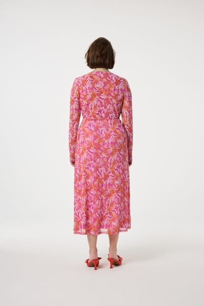 Fabienne Chapot Natty Dress Pink Glow/tangerine Maat: S | Midi Jurken Outlet | Dames | Roze