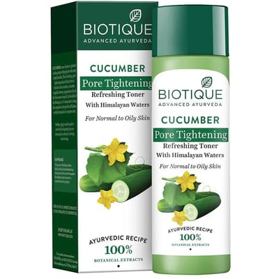 Biotique Komkommer Toner Voor Poriën Verkleinen 120ml | Natuurlijke pH-balans | Oliecontrole | Botanische Extracten | Vette Huidverzorging black