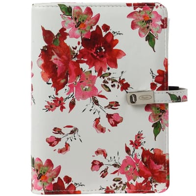 1111-15 Personal Organizer Ringband Rode bloemen 1 week per 2 paginas 2026-2027-2028