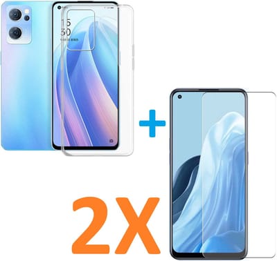 Soft TPU Transparant hoesje Silicone Case + 2 stuk Glas Screenprotector Geschikt voor: Oppo Find X5 lite
