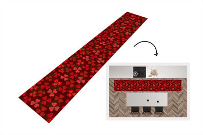 Keukenloper 300x50 cm - Keukenmat vinyl Patroon - Klaver - Rood - Keukenmatten loper - Keuken vloerkleed tapijt