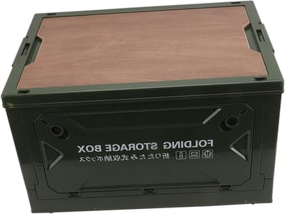 Ruime Opvouwbare Campingopslagbox met Houten Deksel voor Picknick en Outdoor Gebruik, Multi-directioneel Ontwerp