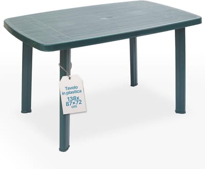 Vierkante Kunststof Tuintafel voor 6 Personen met Afneembare Poten en Parasolgaten