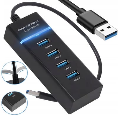 Supersnelle USB 3.0 HUB – 4-Poorts Splitteradapter | Poortuitbreiding voor Laptop & PC | Zwart | 5 Gbps Overdracht | LED-indicator