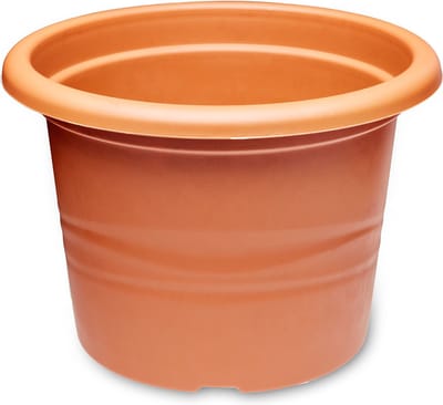 1x Garronda Plantenpot Bloempot - Kunststof - Rond - Plantenbak - Terracotta - ⌀15cm H=10,5cm - GD-NIC-Barcelona95