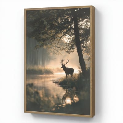 Wandlamp 70x100 cm - Oplaadbaar - Hert - Bosbeek - Mystiek - Wandlampen binnen woonkamer - Slaapkamer lamp - Decoratieve nachtlamp - Vloerlamp draadloos