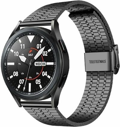 By Qubix - Geschikt voor Garmin bandje - Geschikt voor Garmin Vivomove 3 / HR / Luxe / Sport / Style / Trend - Stalen bandje - Zwart - Smartwatch bandje 20mm