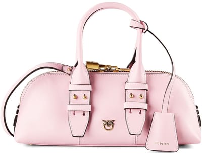PINKO handtas schoudertas Bowling Bag Horizontal Vitello Light Pink + Antique Gold roze
