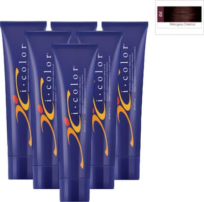 ISO i color Permanent Conditioning Crème Color 60ml 4M ( 4.6 ) Mahogany Chestnut x 6 tubes