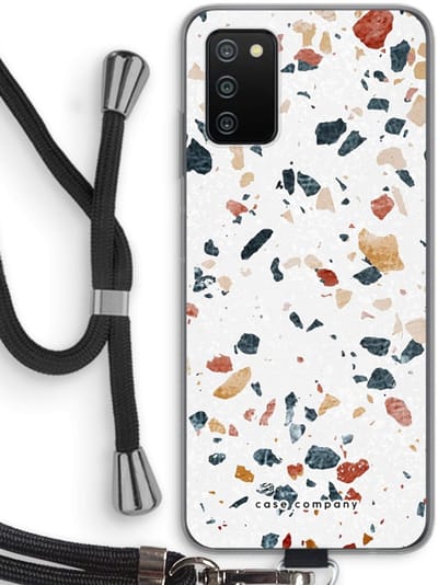 Case Company® - Hoesje met koord geschikt voor Samsung Galaxy A03S hoesje met Koord - Terrazzo N°4 - Telefoonhoesje met Zwart Koord - Bescherming aan alle Kanten en Over de Schermrand