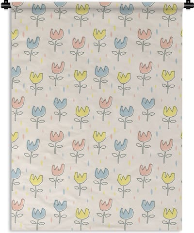 Wandkleed - Wanddoek - Bloemen - Pastel - Geboorte - 150x200 cm - Wandtapijt