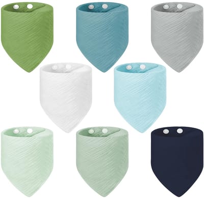 Slabbetjes voor baby's, bandana's, zachte en absorberende mousseline bandana's, kwijlslabbetjes met 2 verstelbare drukknopen, slabbetjes voor peuters, uniseks, jongens