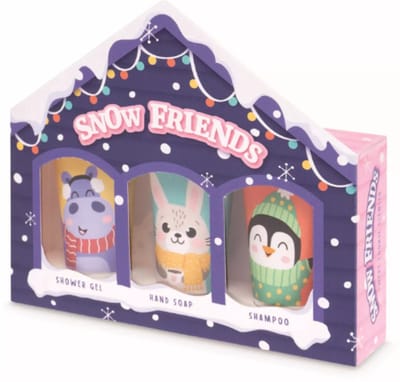Kerst Geschenkset Snow Friends - 3-delig | Douchegel, Handzeep & Shampoo - Vanille - 3x 30ml | Kerst Giftset - Feestelijke Cadeauset - Winter Kerstcadeau - Kerstverpakking