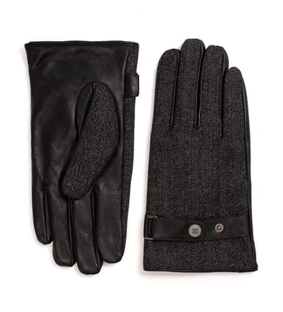 FIORE | Handschoenen met visgraatmotief | zwart