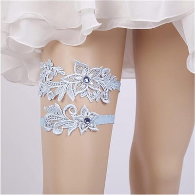 Bruiloft Kousenband - Bruids Accessoire - Speciaal Gelegenheid - Zacht Kant Materiaal - 40x5 cm - Blauw