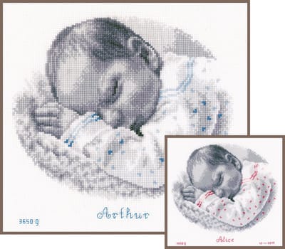 Vervaco - Telpakket kit - Geboorte - Slapende baby - PN-0169612 - Borduren - Borduurpakket - Borduurpakket geboorte - Borduurpakket volwassenen
