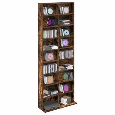 vidaXL - CD - Kast - Gerookt - eiken - 65 - x - 23,5 - x - 175 - cm - Bewerkt - hout