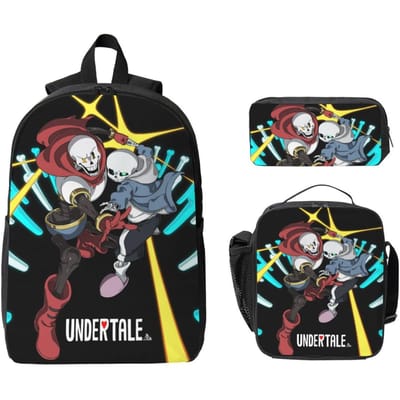 3-delige Undertale Sans Rugzakset voor Kinderen Pennenbakjes Boekentassen Sets met Lunchbox Voor Schoolleerlingen Rugzak gray