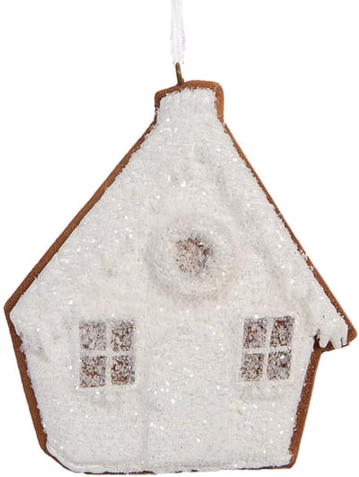 Clayre & Eef Kersthanger Gingerbread house 9x1x10 cm Wit Kunststof