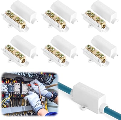 Kabelverbinders 6 Stuks - Klemmenblok Draad - Elektrische Installatie - Dubbele Schroefbevestiging - 2.5-16 mm² - Wit