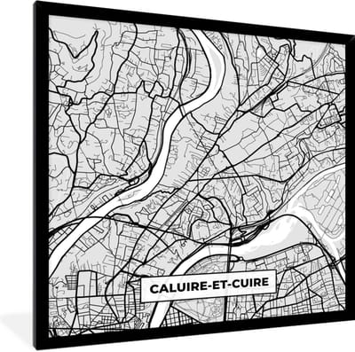 Fotolijst incl. Poster - Kaart - Stadskaart - Frankrijk - Caluire-et-Cuire - Plattegrond - 40x40 cm - Posterlijst