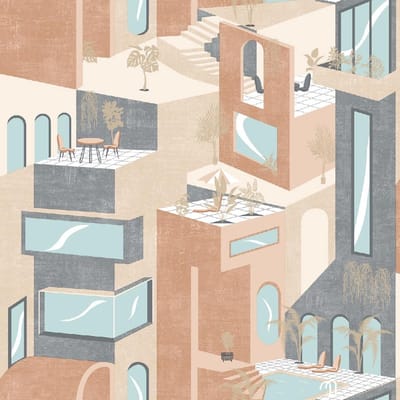 Arty Palm Springs beige/blauw - M475-05