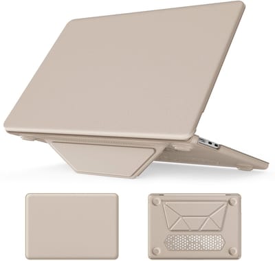Turtle Shift vegan leer Laptopcover geschikt voor MacBook Air 15.3' inch - 2024 / 2023 - A2941/ A3114 - Beige