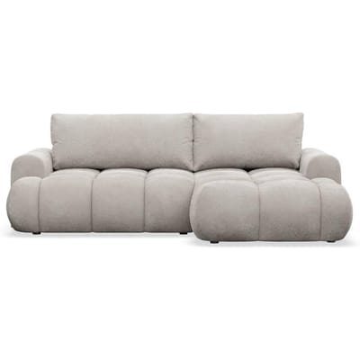 Selsey Ombo Mini – Hoekbank met Slaapfunctie, Opbergruimte en Bouclé Bekleding – Greige (Grijsbeige) – Rechteropstelling