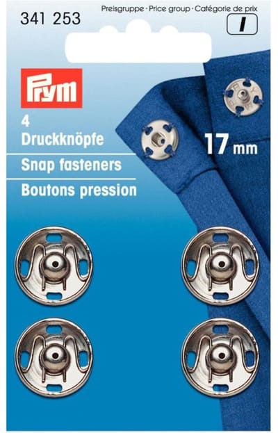Aannaaidrukknopen 17 mm zilverkleurig 4 st. - Aannaaidrukknopen - Prym