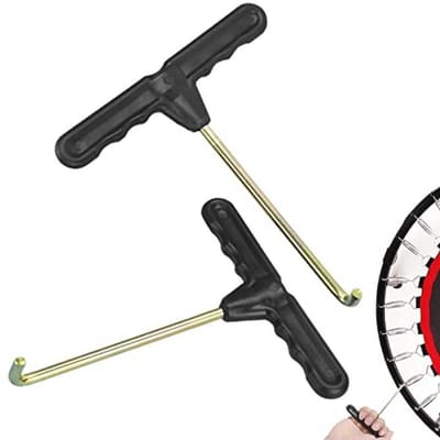 Set van 2 T-haken voor trampoline - Zwart - 15 x 12 x 2,2 cm - Metalen Veerspanner en Veertrekker - Voor Trampolines