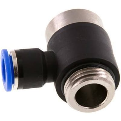 10mm x G1/2'' 90 graden L-vorm Messing/PA 66 Insteekfitting Buitendraad Binnenzeskant Draaibaar NBR