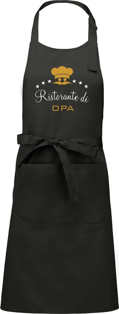 Cadeauschort - tekstschort - Keukenschort - BBQ schort - verjaardag - vaderdag - Ristorante di - met voornaam - mannen - chique grijs