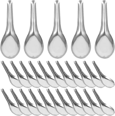50 Stuks RVS Soeplepels voor Aziatische Gerechten, Wonton, Noodles en Desserts