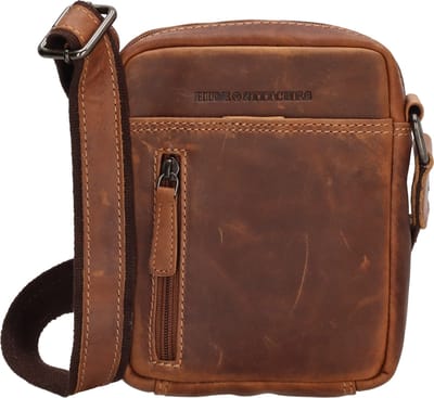 Hide & Stitches Japura Schoudertas Unisex - Crossbodytas met verstelbare schouderband - Tas van 100% Leder - Cognac