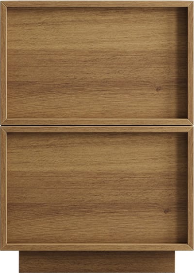 Eikenkleur mdf spaanplaat nachtkastje twee laden 38×48×50cm opslag slaapkamer en woonkamer