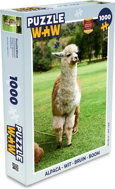 Puzzel Alpaca - Wit - Bruin - Boom - Legpuzzel - Puzzel 1000 stukjes volwassenen