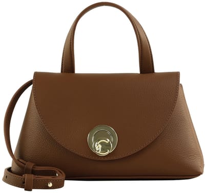 COCCINELLE Leren schoudertas Nikla Handbag Double Grainy Leather Cognac / Noir bruine