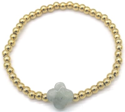 Kralenarmband - kralen - armband - elastiek - goudkleurig - hip - trendy - tijdloos - geschenk - cadeau - feest - feestdagen - verjaardag - dames - vrouwen - unisex