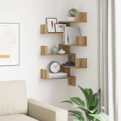 vidaXL - Wandplank - Hoekmontage, - Muurmontage - 2 - pcs - Artisanaal - eiken