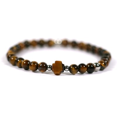 Heren armband edelsteen tijgeroog 6mm - Ibizamen 19cm
